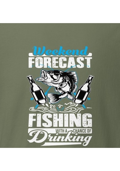 Wildstyle Fresh Fishing Renkli Balık Balıkçılık Deniz Baskılı Unisex Bisiklet Yaka Pamuklu Tişört Haki