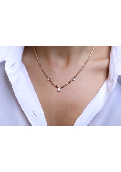 Reis Kuyumculuk T1517 Baget Kolye Top Top Pembe Altın Kolye
