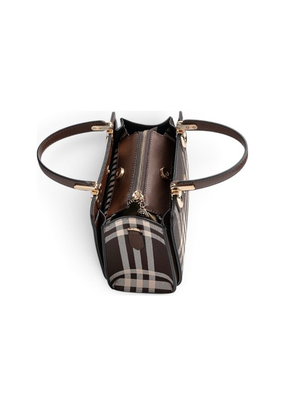 Silver & Polo Silver Polo Kahve - Kahve Çizgili Ekose Kadın El Çantası Sp1133 Kahverengi