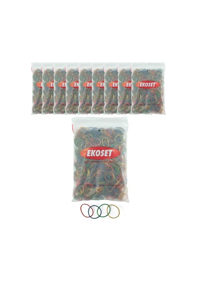 Ekoset Renkli Küçük Paket Toka Lastiği 4 Renk 40 MM 1000li 10 Paket