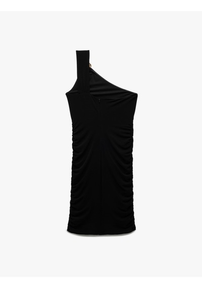 Koton Astarlı Aksesuar Detaylı Slim Fit Drapeli Mini Tek Omuz Elbise Siyah 5sak80070ek Siyah Koton Astarlı Aksesuar Detaylı Slim Fit Drapeli Mini Tek Omuz Elbise Siyah 5sak80070ek Siyah