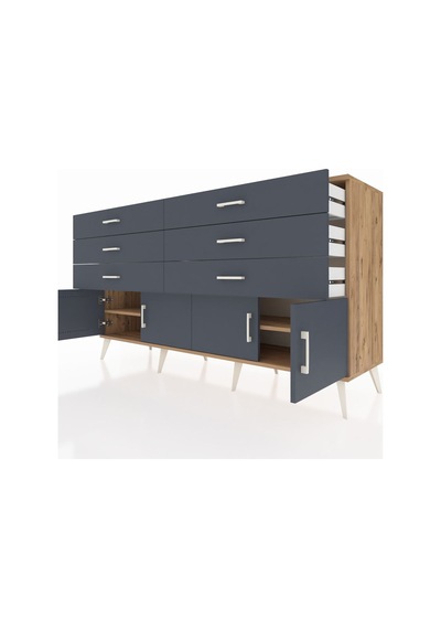 Hyperion Konsol 2 Raflı 5 Çekmeceli 3 Kapaklı 176x44x99 Çam-antra Çam-antrasit Hyperion Konsol 2 Raflı 5 Çekmeceli 3 Kapaklı 176x44x99 Çam-antra Çam-antrasit