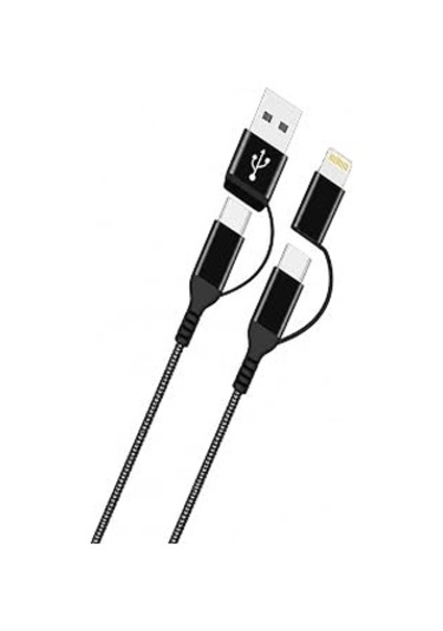 Hepu Hp-16 4in1 Çok Fonksiyonlu Hızlı Şarj Kablosu 60w Pd Destekli Type-c & Usb-a To Type-c & Lightning Dönüştürücülü Örgülü Kablo 1.2 Metre