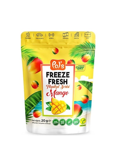 Pol's Freeze Fresh Dondurularak Kurutulmuş Mango 20 Gr 20 G