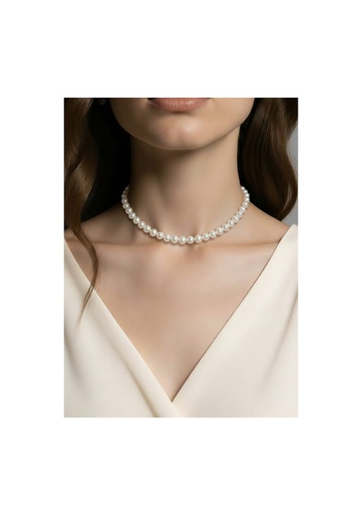 Klasik İnci Choker Kolye Beyaz 17079140
