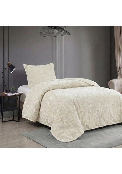 Soft Battaniye Tek Kişilik 180 X 240 Krem Yastık Kılıfı Hediyeli
