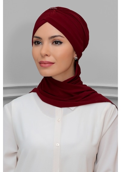 Hürrem Bone Bordo Pratik Hazır Geçmeli Tesettür Bone Sandy Kumaş Taçlı Büzgül (545491010) Bordo Hürrem Bone Bordo Pratik Hazır Geçmeli Tesettür Bone Sandy Kumaş Taçlı Büzgül (545491010) Bordo