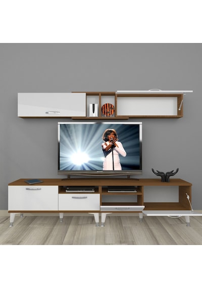 Decoraktiv Eko 5220 Mdf Silver Tv Ünitesi Tv Sehpası - Ceviz Beyaz Ahşap - Beyaz
