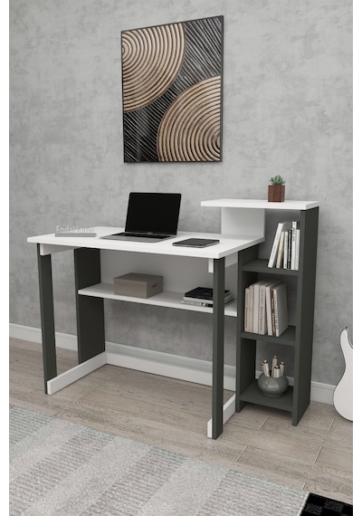 Lotus 5 Raflı Çalışma Masası Laptop Bilgisayar Masası Ofis Ders Yemek Çocuk Masası Antrasit-beyaz Lotus 5 Raflı Çalışma Masası Laptop Bilgisayar Masası Ofis Ders Yemek Çocuk Masası Antrasit-beyaz