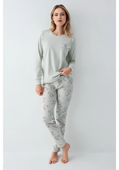 Kocabey Rolypoly 3703-s Kadın Uzun Kol Pijama Takım Yeşil