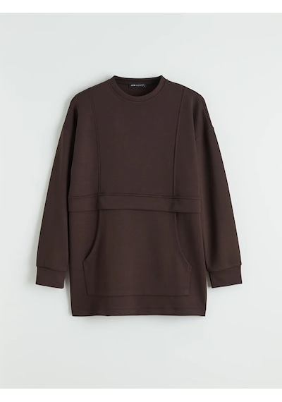 Lc Waikiki Kahverengi Soft Touch Kadın Sweatshirt Tunik