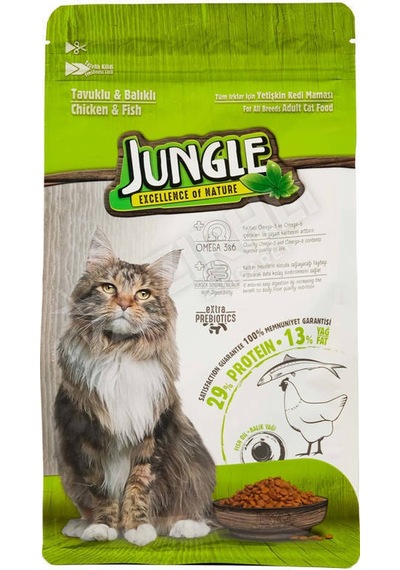 4 Adet Jungle Tavuklu-balıklı Yetişkin Kedi Maması 500 Gr