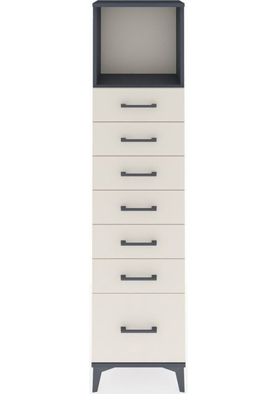 Arges Dolap Tek Raflı 7 Çekmeceli 44x30x182 Antrasit-aytaşı Antrasit