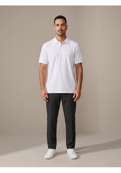 Maccali Erkek Beyaz Yazlık Basic Polo Yaka Tişört
