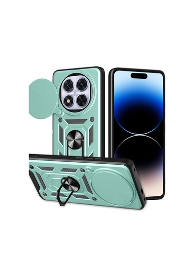 Newface Xiaomi Redmi Note 14 Pro Plus Kılıf Pars Lens Yüzüklü Silikon - Yeşil Yeşil