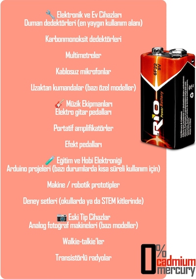 Rio 4lü 9v Volt Kare Pil Elektronik Pili Çinko Karbon Pil Zn-c 9 V