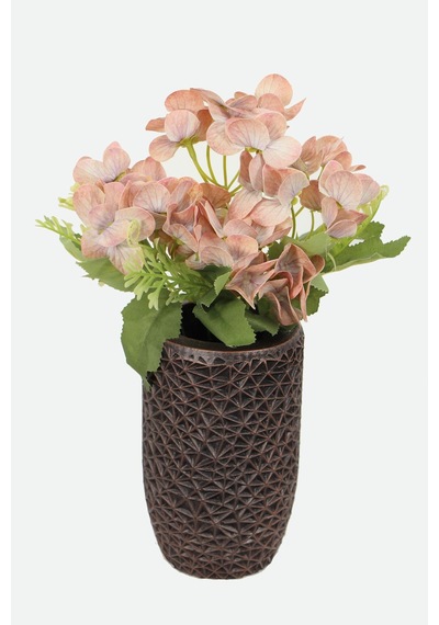 Lüx Beton Retro Tombul Vazoda Yapay Islak Ortana Tanzimi 25 Cm Pastel Somon