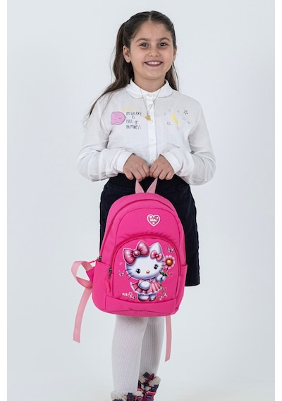 Pembe Hello Kitty Figürlü Kız Çocuk Anaokulu Sırt Çantası Çiçek Desenli, Sevimli Kreş Çantası Pembe