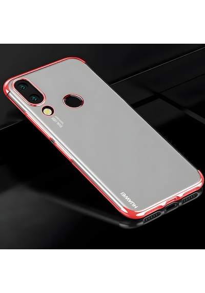 Huawei Honor Play Kılıf Dört Köşeli Lazer Silikon Kılıf Kırmızı