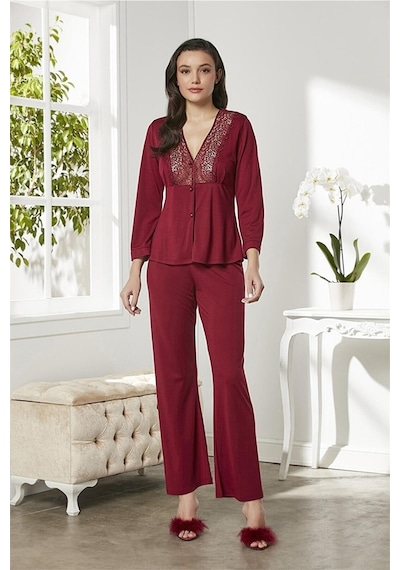 Pierre Cardin 5045 Penye Altılı Takım - Bordo Bordo