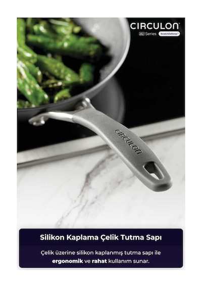 Circulon Çizilmez Yapışmaz 3'lü Kızartma Tava Seti - 22cm, 26cm, 28cm Siyah