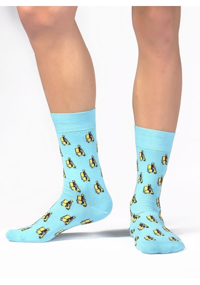 Ozzy Socks 4 Lü Eğlenceli Desenler Erkek Hediye Paketi Sarı-mavi-yeşil-turkuaz