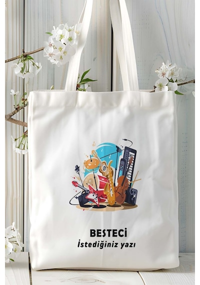 Art Hediye Besteci Baskılı Bez Omuz Çantası Kişiye Özel Model 6 Çok Renkli