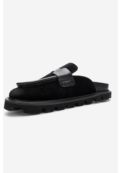 Luvi Shoes Vela Siyah Süet Hakiki Deri Kadın Terlik
