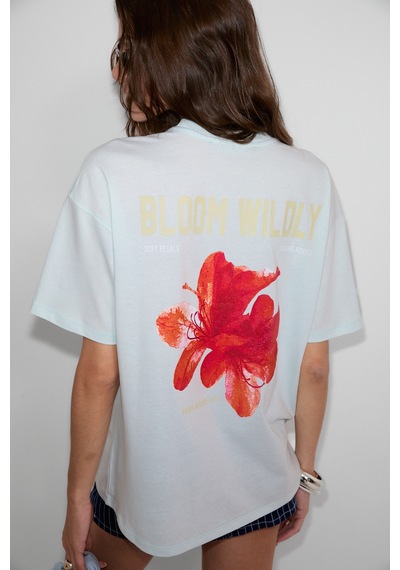 Grımelange Cassıane Kadın Bisiklet Yaka Kısa Kollu Ön Ve Arka Baskılı Regular Açık Mavi T-shirt Grımelange Cassıane Kadın Bisiklet Yaka Kısa Kollu Ön Ve Arka Baskılı Regular Açık Mavi T-shirt