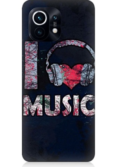 Xiaomi Mi 11 Uyumlu I Love Music Desenli Silikon Kılıf