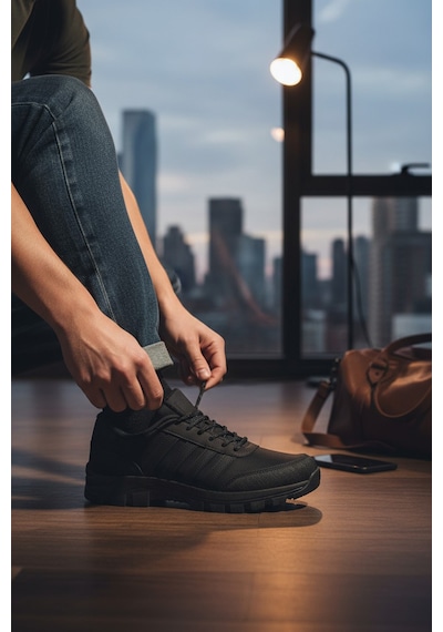 Khayt Herbert Su Ve Soğuk Dayanıklı Rahat Kaymaz Taban Erkek Kadın Kışlık Sneaker Ayakkabı Siyah
