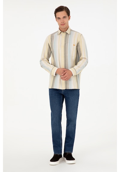 U.s. Polo Assn. Erkek Açık Haki Gömlek Desenli 50291243-vr183 Açık Haki
