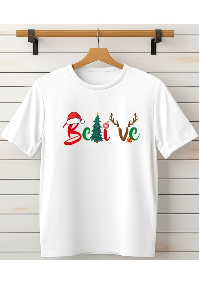 Aselinda Yeni Yıl,yılbaşı,believe Baskılı T-shirt Beyaz