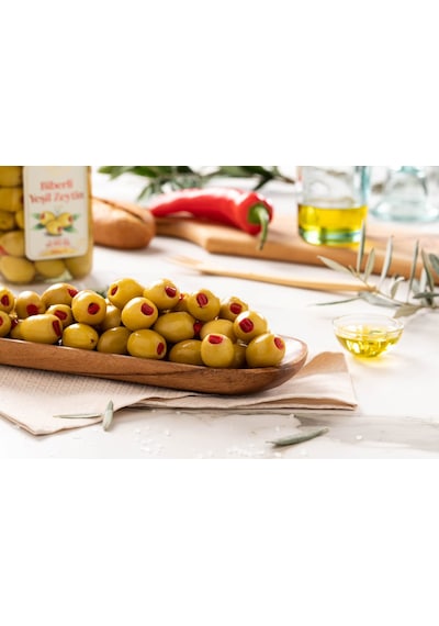 Biber Dolgulu Yeşil Zeytin 141-160 Cam Kavanoz 900 Gr