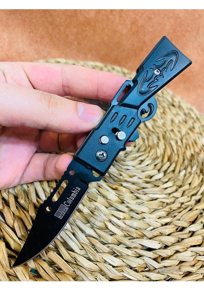 Batman Desenli Düğmeli Mini Kamp Çakı-15 CM Siyah