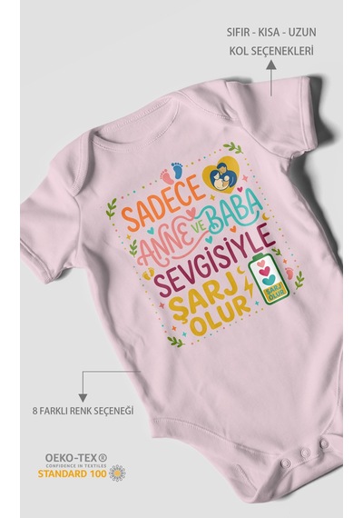 Morivokids Anneye Ve Babaya Özel Kısa Kollu Bebek Body %100 Pamuk Bebe Pembe