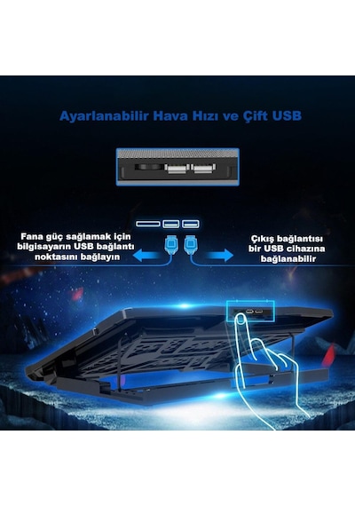 Dailytech 15.6 Inç 6 Fanlı Dizüstü Sessiz Laptop Soğutucu Standı