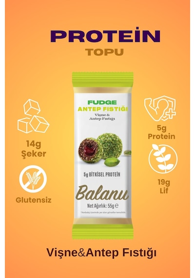 Fudge Antep Fıstığı Kaplı Vişneli Meyve Topları 55g X3 Adet