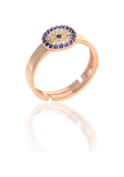Nazar Boncuğu Tasarım Safir Zirkon Taşlı Roslu Kadın Yüzük S 201025063 Gümüş