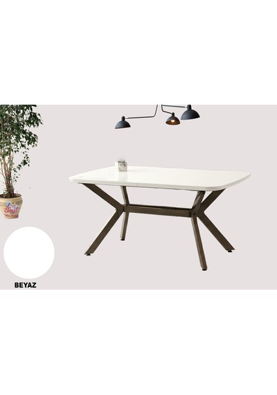 Anka Açılır Mdf Masa Tesla Metal Ayak Mutfak,salon,yemek Odası Masası 80x130 Cm Beyaz