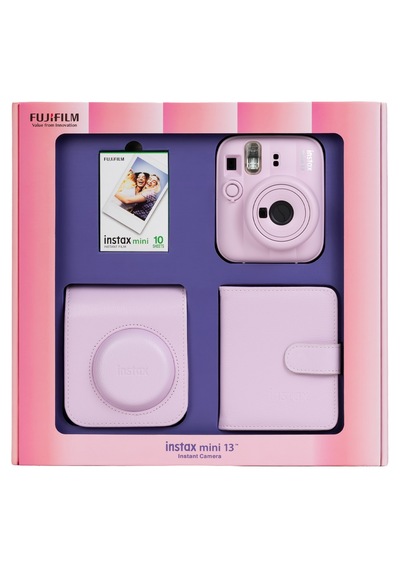 Instax Mini 13 Pembe Fotoğraf Makinesi 10'lu Film Kare Albüm + Deri Kılıf Bundle Box