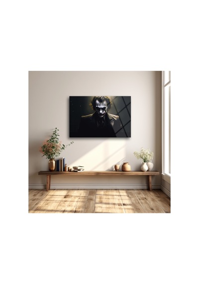 Joker Üzerine Cam Tablo Modern Sanat Tablosu Solmayan Canlı Renkler Salon Ve Oturma Odası Anlamlı Hediye Seçeneği Kolay Montaj Askılı