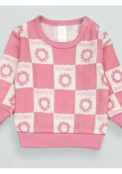 Breeze Kız Bebek Desenli Pamuklu Pijama Takım-15340 Pembe