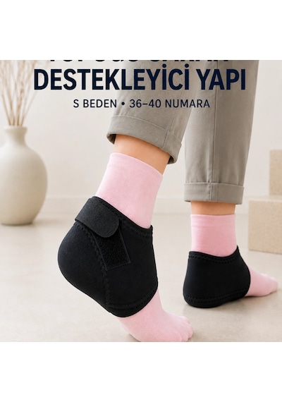 Topuk Destek Çorabı S Beden 36-40 Ayarlanabilir Cırtlı Günlük Kullanım