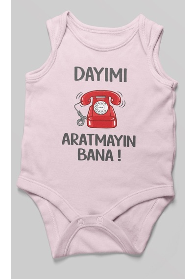 Morivokids Dayımı Aratmayın Bana Sıfır Kollu Bebek Zıbını %100 Pamuk Bebe Pembe