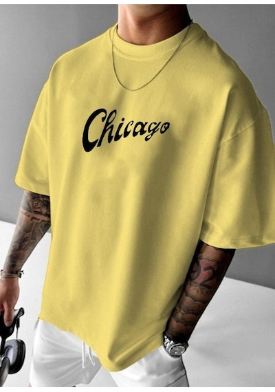 Chıcago Bulls Baskılı Oversize Tişört Sari