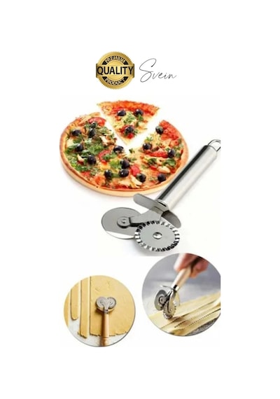 Paslanmaz Yüksek Kaliteli Uzun Ömürlü Çift Taraflı Hamur Pizza Börek Kesme Bıçağı Duvara Asılabilir Çok Renkli