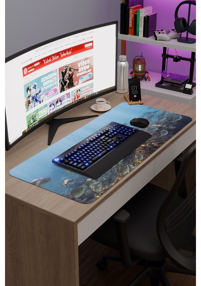 Sualtı Kaymaz Dikişli Kauçuk Oyuncu Mousepad V5 - 90x40 Xxl Gaming Mouse Pad Fare Altlığı
