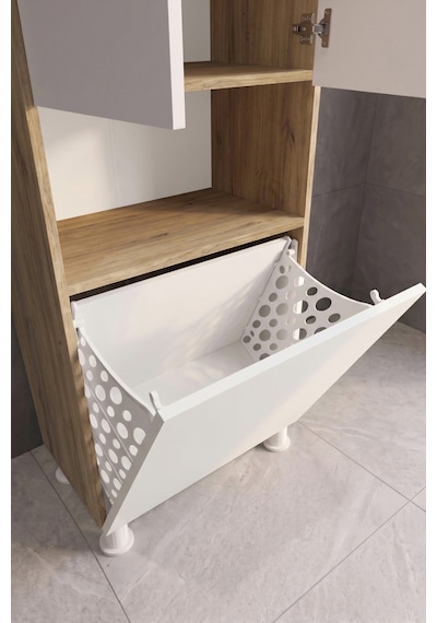 Teta Home Kirli Çamaşır Sepetli Banyo Kiler Çok Amaçlı Dolap Atlantik Çam - Beyaz Teta Home Kirli Çamaşır Sepetli Banyo Kiler Çok Amaçlı Dolap Atlantik Çam - Beyaz