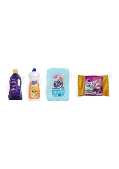 Bingo Giysi Şampuanı 3 L + Sıvı Bulaşık Deterjanı 1500 Ml + Yumuşatıcı Soft 5 L+ Parex Sünger Set Diğer